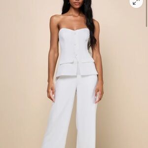 Elegant White Strapless Jumpsuit